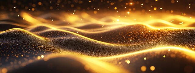 Aufkleber - Abstract gold glittering wavy gas fractals of star dust in 3D cartoon rendering