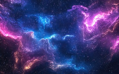 Poster - Abstract scientific background featuring a galaxy and nebula in a 3D cartoon rendering