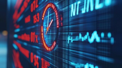 Aufkleber - Digital Clock Stock Market.