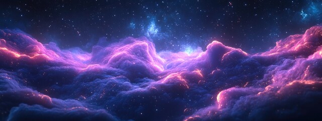 Poster - Night sky Abstract background featuring a universe filled with stars nebula and galaxy in 3D cartoon rendering