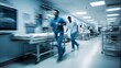 © ittipol - Busy, fast-paced hospital environment: Doctor and nurse wheeling patient rapidly in emergency room,generative ai