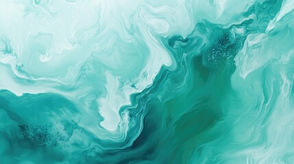 Poster - Fluid Sea Abyss Artwork Dynamic Mint Canvas with Faded Effects Aerial Pastel Jade Illustration Green Decorative Wallpaper Swimming Pool Scene on Blue Craft Paper Fluid Sea Abyss Artwork