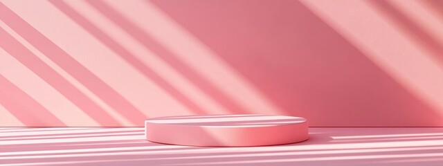Poster - Minimalist pink podium against a pink background Simple design 3D illustration