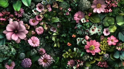 Poster - Floral garden design with a nature inspired artistic pattern