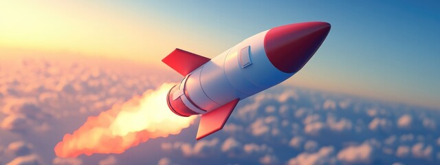 Aufkleber - Orbital class rocket capable of reflight in a 3D cartoon rendering