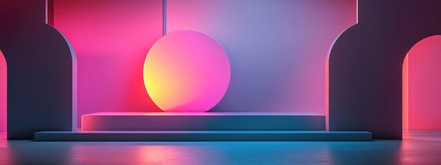 Poster - Minimal geometric shape scene 3D rendering