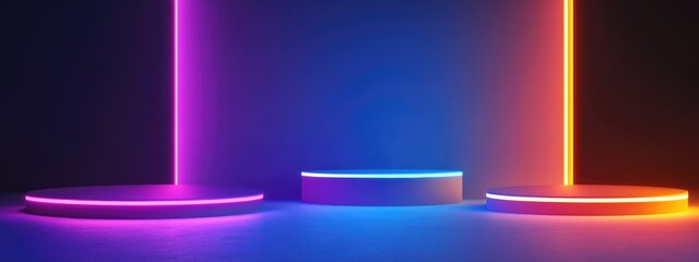 Aufkleber - Abstract mock up scene featuring geometric podium shapes for product display presentation and advertising 3D rendering