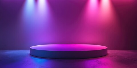 Aufkleber - Illuminated stage and podium for product launch 3D render with vacant platform and ample space for text