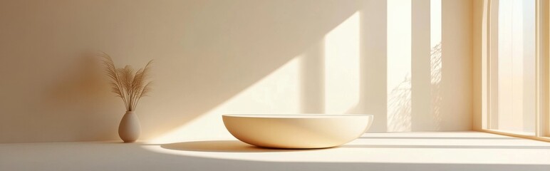 Aufkleber - Minimalist abstract background featuring a pedestal in 3D illustration and rendering