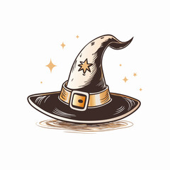 Magical Witch Hat with Star Sparkling in Vintage Style