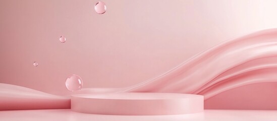 Aufkleber - Minimalistic abstract design featuring pink hues for a cosmetic or product display podium in 3D render