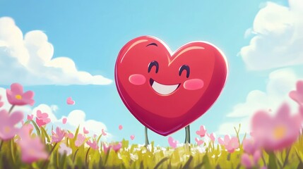 Poster - Joyful cartoon heart illustration