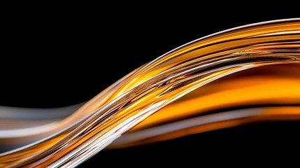 Canvas Print - Abstract close-up of flowing orange liquid, showcasing smooth curving lines and vibrant colors.