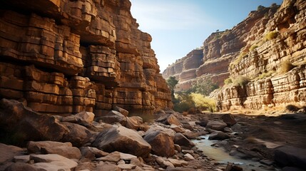 Poster - a rocky canyon with a stream. 