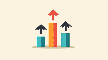 Poster - Three Upward Arrows Pointing to Tallest Bar Graph