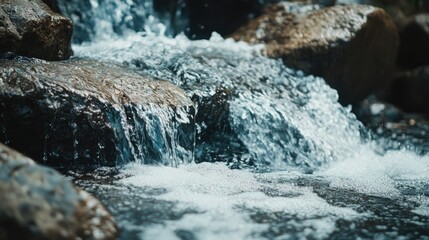 water flowing over rocks