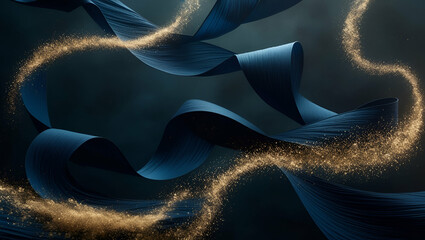 Wall Mural - Abstract background with dark blue and gold particle