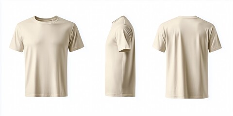 Cream t shirt mock up isolated on white background front and back view