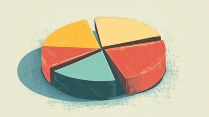 Poster - Vintage Pie Chart with Four Colorful Sections