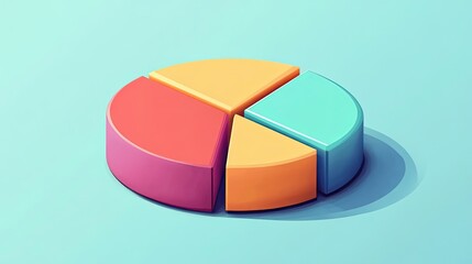 Poster - 3D Pie Chart with Four Colorful Sections