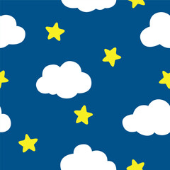 star and cloud in the sky seamless pattern design for background, wallpaper, textile design, fabric, blanket, blanket for kids, card, wrapping paper, notebook, diary cover, decoration and etc.