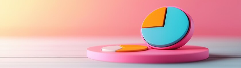 Wall Mural - Colorful Pie Charts on a Pastel Background.