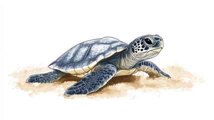 Wall Mural - Sea Turtle Hatchling Emerging from Sand