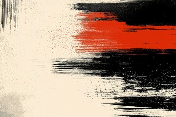 Abstract Art with Black, Red, and White Stripes and Speckles