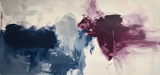 Wall Mural - Abstract Painting with Blue, Grey, and Purple Hues