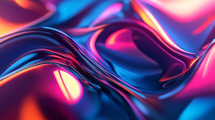 Poster - Abstract illustration of colorful flowing waves in a vibrant, modern artistic style