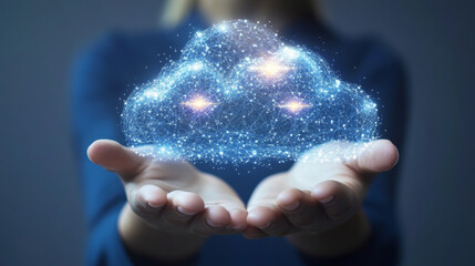 Person hand holding a virtual cloud representing how digital transformation is accelerating as businesses adopt cloud-based solutions to enhance agility and streamline operations