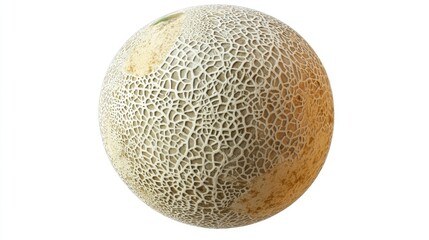 Fototapete - Clipart of a cantaloupe with detailed surface patterns, floating on a white background