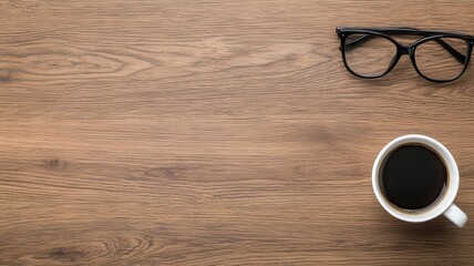 Business plan blueprint on a wooden desk with coffee and glasses, strategic planning concept