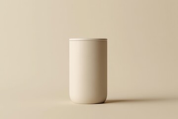 Wall Mural - A minimalist beige container with a lid, set against a soft, neutral background.