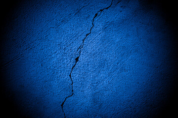 Old wall pattern texture cement blue dark abstract  blue color design are light with black gradient background.