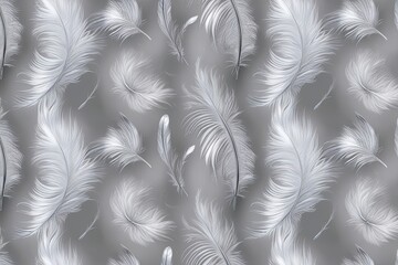 Wall Mural - Silver Feather Seamless Background Elegant Nature and Soft Down Texture Design