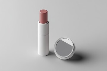 Canvas Print - 2D Simple Illustration of a Lip Balm Tube with a Small Mirror