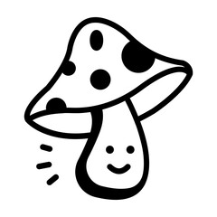 Sticker - Mushroom icon in drawing style