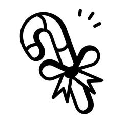 Sticker - A doodle style icon of candy cane 