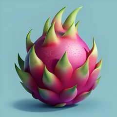 A vibrant 3D illustration of a juicy dragon fruit.