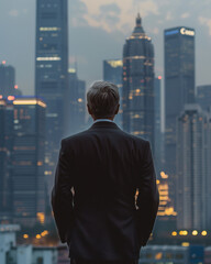 Canvas Print - Businessman Skyline View.