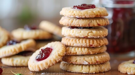 Jam filled cookies baked from scratch