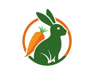 Bunny rabbit carrot food silhouette logo design templates 