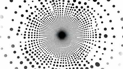 Wall Mural - Black and White Dotted Spiral Tunnel Abstract Background