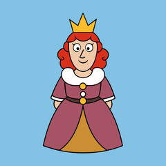 Wall Mural - queen royal woman vector cartoon illustration