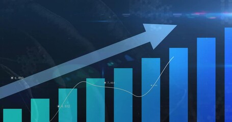 Poster - Rising bar chart with upward arrow and data points animation