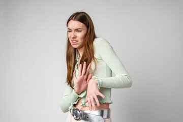 Wall Mural - Portrait of Young Woman With Frowning Expression