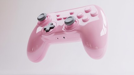 Set of Pink game joysticks gamepad isolated on a white background,video game,concept of playing games or watching TV,gamepad, joystick controller, entertainment gameplay symbol,3d rendering.