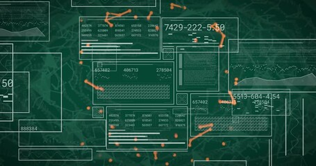 Wall Mural - Data processing and analysis animation over green background with numerical codes