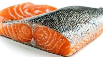 Wall Mural - Raw Salmon Fillet with Skin and Scales